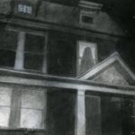 horror, house, ghost, scary, charcoal, chalk