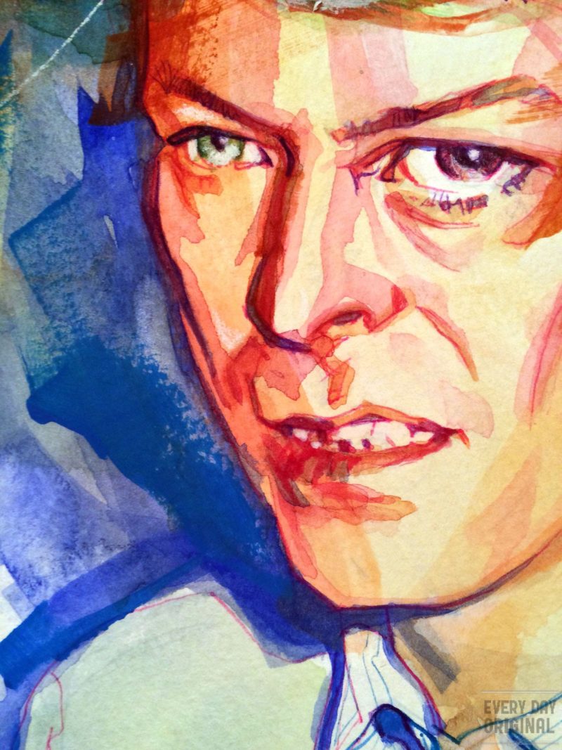 Portrait of David Bowie, artwork by Bud Cook