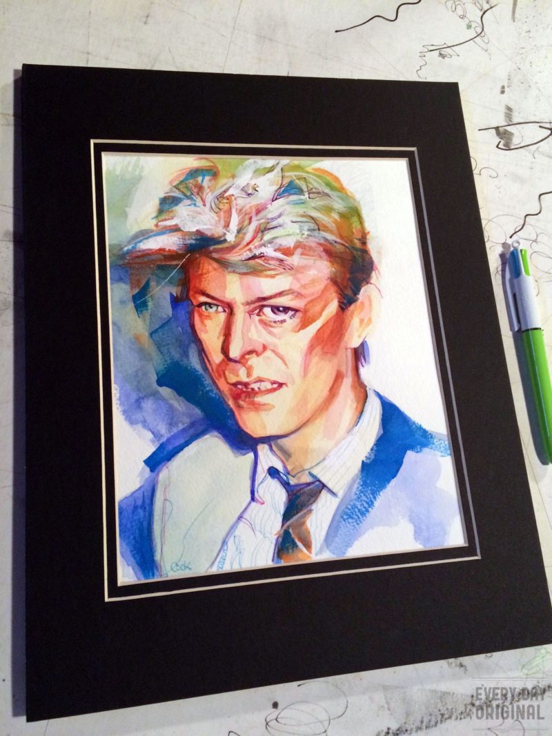 Portrait of David Bowie, artwork by Bud Cook