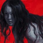 Monochrome Woman on Red #1