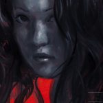 Monochrome Woman on Red #1 detail