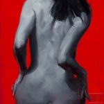 Monochrome Woman on Red #2 key