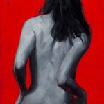 Monochrome Woman on Red #2