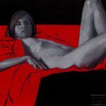 Monochrome Woman on Red #3 key