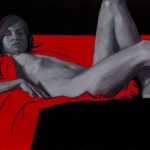 Monochrome Woman on Red #3