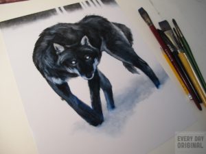 Beneath Savage Skies Wolf Painting
