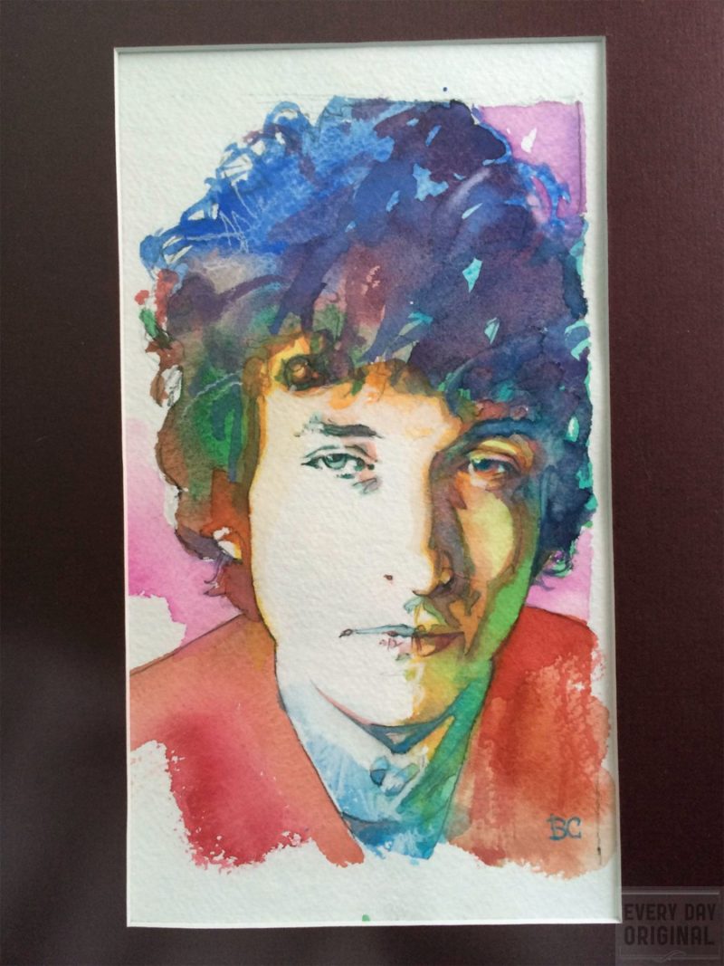 Portrait of Bob Dylan, artwork by Bud Cook