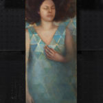 oil painting of woman floating in meditation