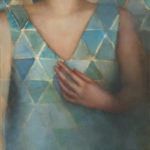 oil painting of woman floating in meditation