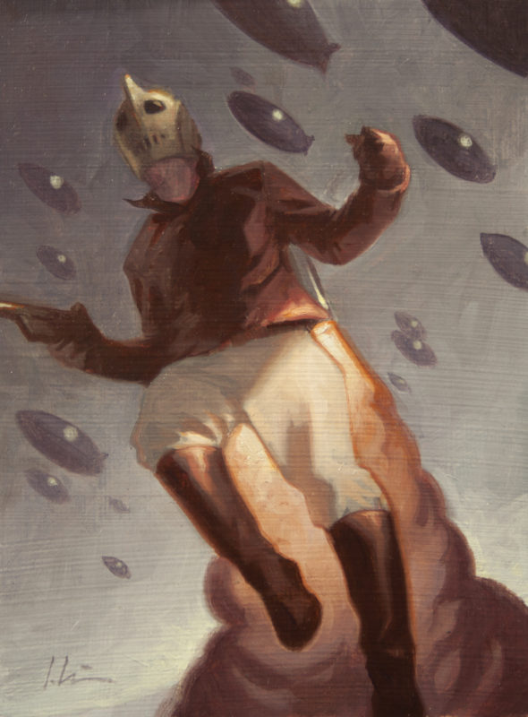 rocketeer, study, dave stevens, cliff secord, nazi, jetpack