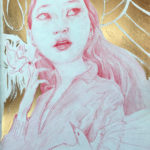 Flutter, a painting by Marc Scheff in red and gold