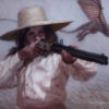 painting by Ryan Pancoast of a woman, a dragon, and a gun.
