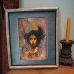 7" x 11" witch mixed media painting by Jim Pavelec.