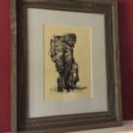 A drawing of a fantasy bison man and his child by Ryan Pancoast