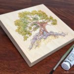 White Hart watercolor on wood by Naomi VanDoren