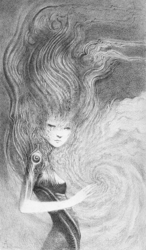 Female Elemental figure done in graphite on Stonehenge Cream Journal paper