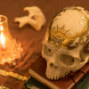 A gilded skull by Rhonda Libbey.