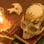 A gilded skull by Rhonda Libbey.