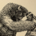 This is an ink drawing of "hoof-men" by Ryan Pancoast