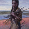 A painting by Ryan Pancoast of a native american girl