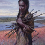 A painting by Ryan Pancoast of a native american girl