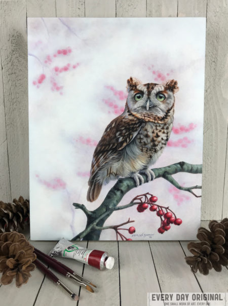 "Screech Owl in Winter" by Erica Lyn Schmidt