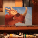 Rubeosaurus on easel