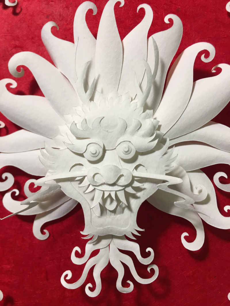 "Dragon Medallion" paper sculpture by Tiffany Budzisz