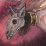 detial of the teeth, painted with gold