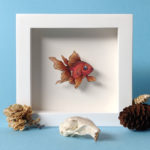 Summer Rain Color Study by Daria Aksenova. Hand-cut illustration of a fish suspended in a shadowbox structure.