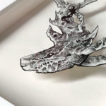 Baby Shark Study by Daria Aksenova. Hand-cut illustration of a baby shark suspended in a shadowbox structure.