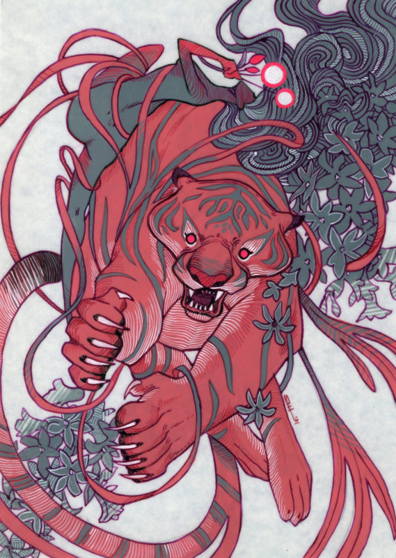 Scan of final painting 'Her Stripes'