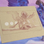 Sphinx drawing next to painting