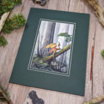 angled view of painting on table