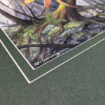 close up corner showing signature on painting