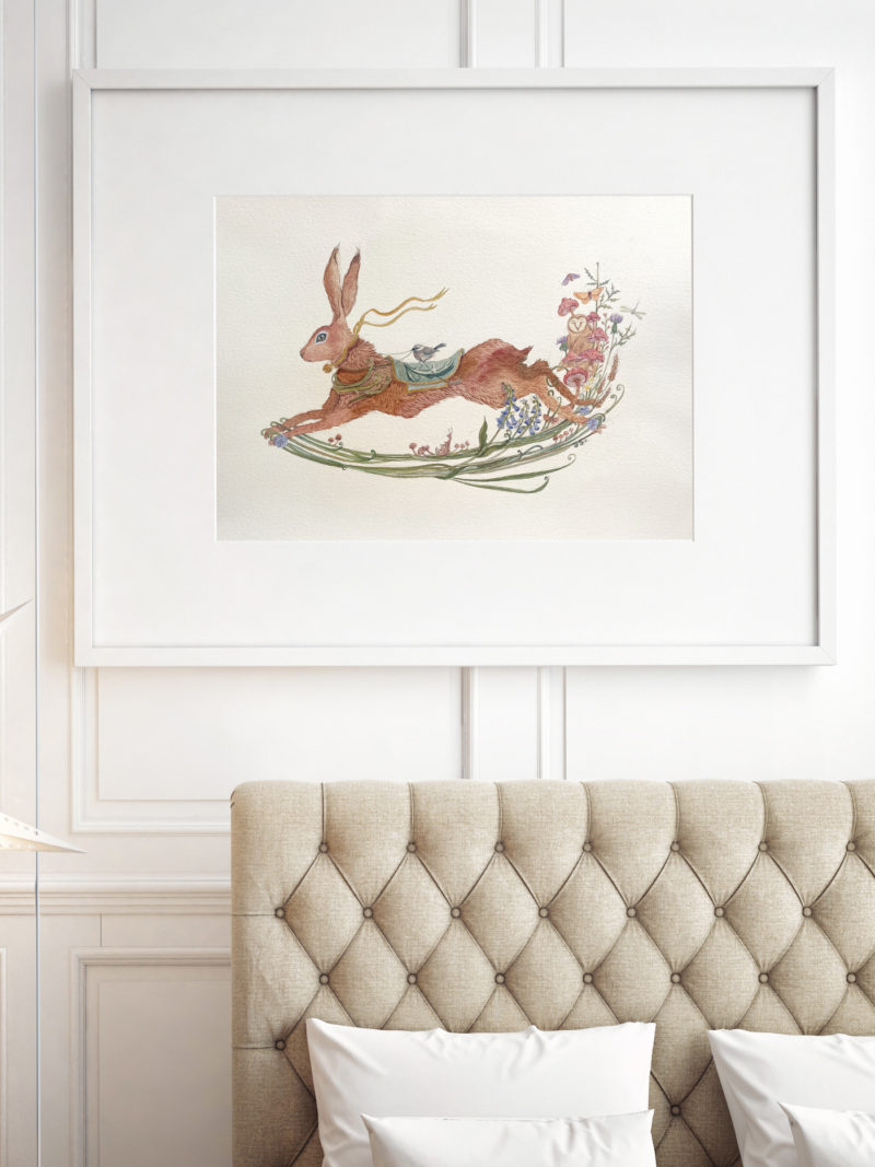 watercolor animal (hare)vintage art for sale by Sucharita Suri