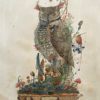 watercolor Owl cabinet of Curiosities by Sucharita Suri