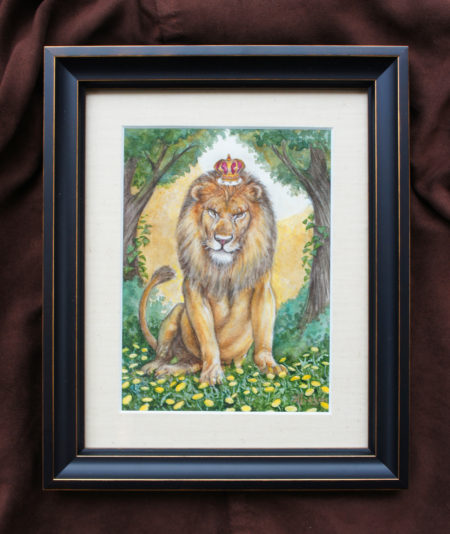 Original painting, Dandiest of Lions, in frame