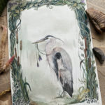 Watercolor heron bird by Sucharita Suri