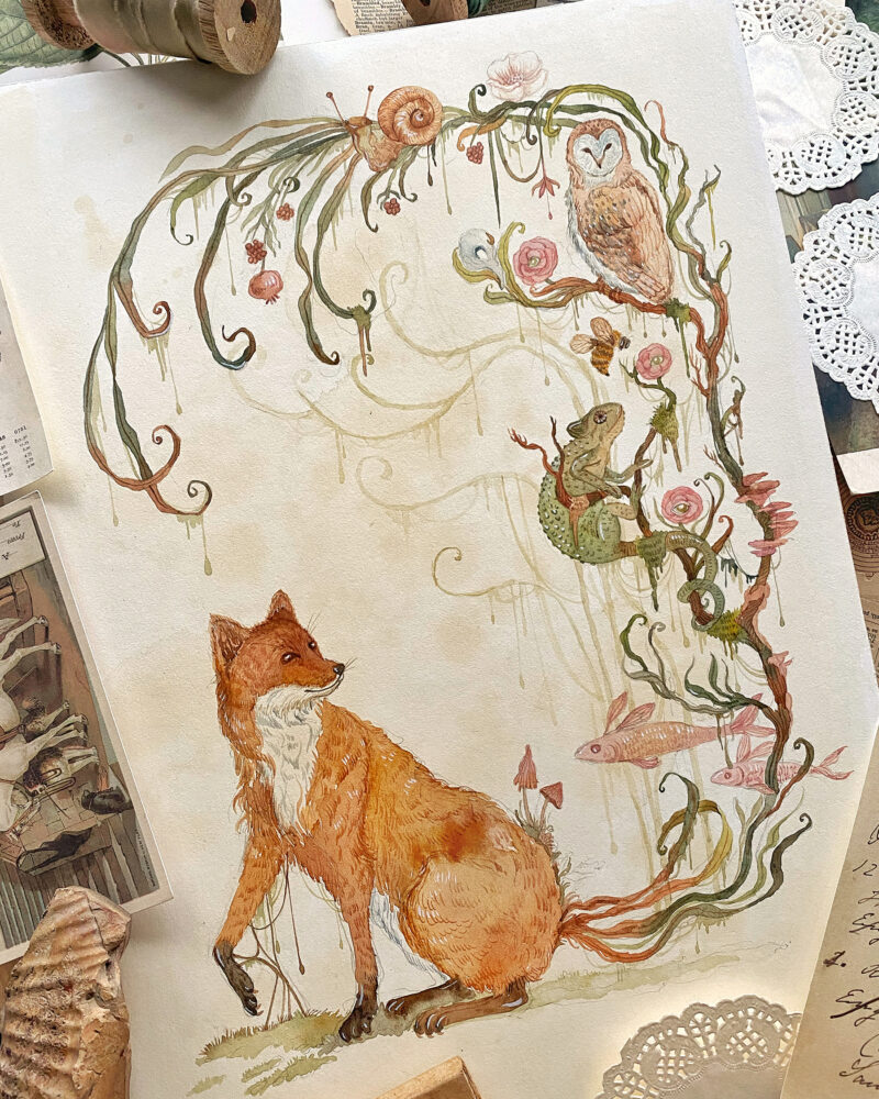 Watercolor Whimsical Fox