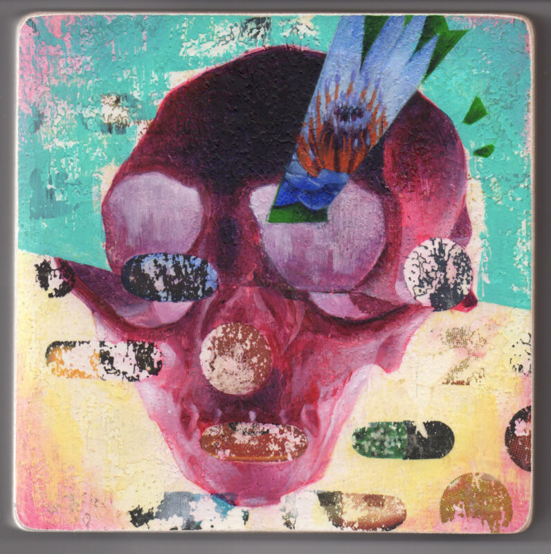 lemur skull study in oil