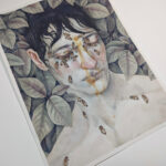 Photo of "Hive," a watercolor painting on paper on a white backdrop