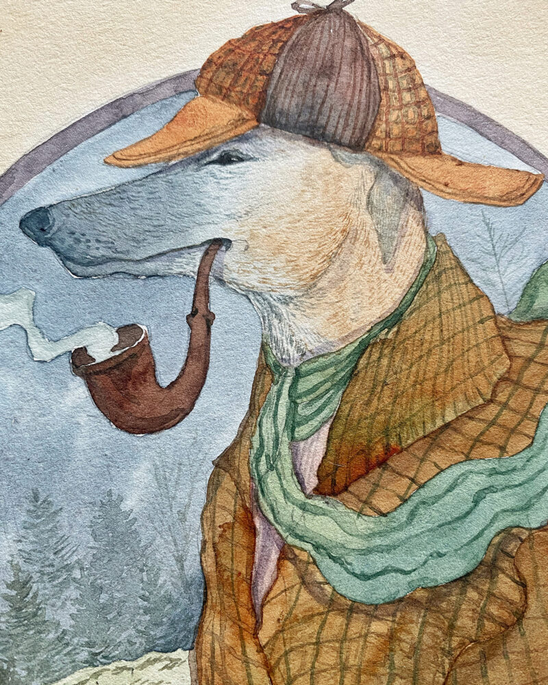 Watercolor Sherlock Hound of Baskervilles