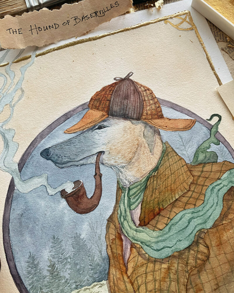 Watercolor Sherlock Hound of Baskervilles