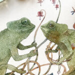 watercolor chameleon couple in love