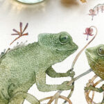 watercolor chameleon couple in love