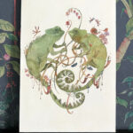 watercolor chameleon couple in love
