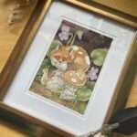 Mushroom Foxes framed