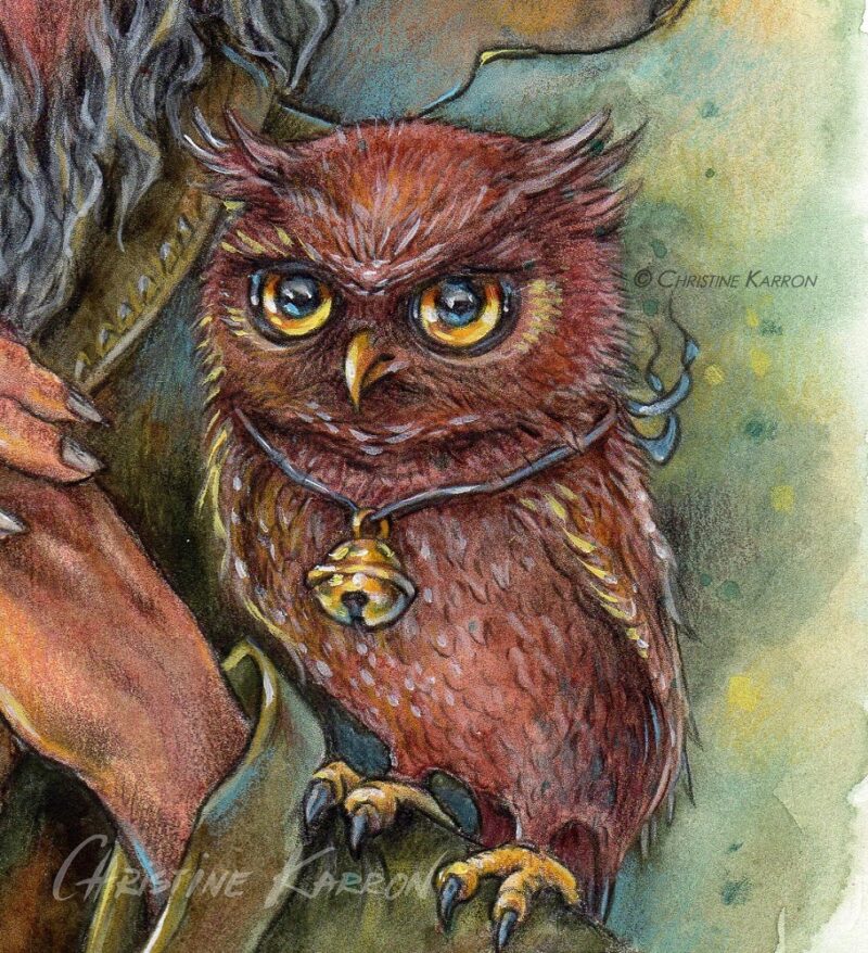 Wizard, watercolor, colored pencils and acrylic magical fantasy art illustration by Christine Karron