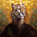 "Saint Guépard" An oil painting by Dan Cohen